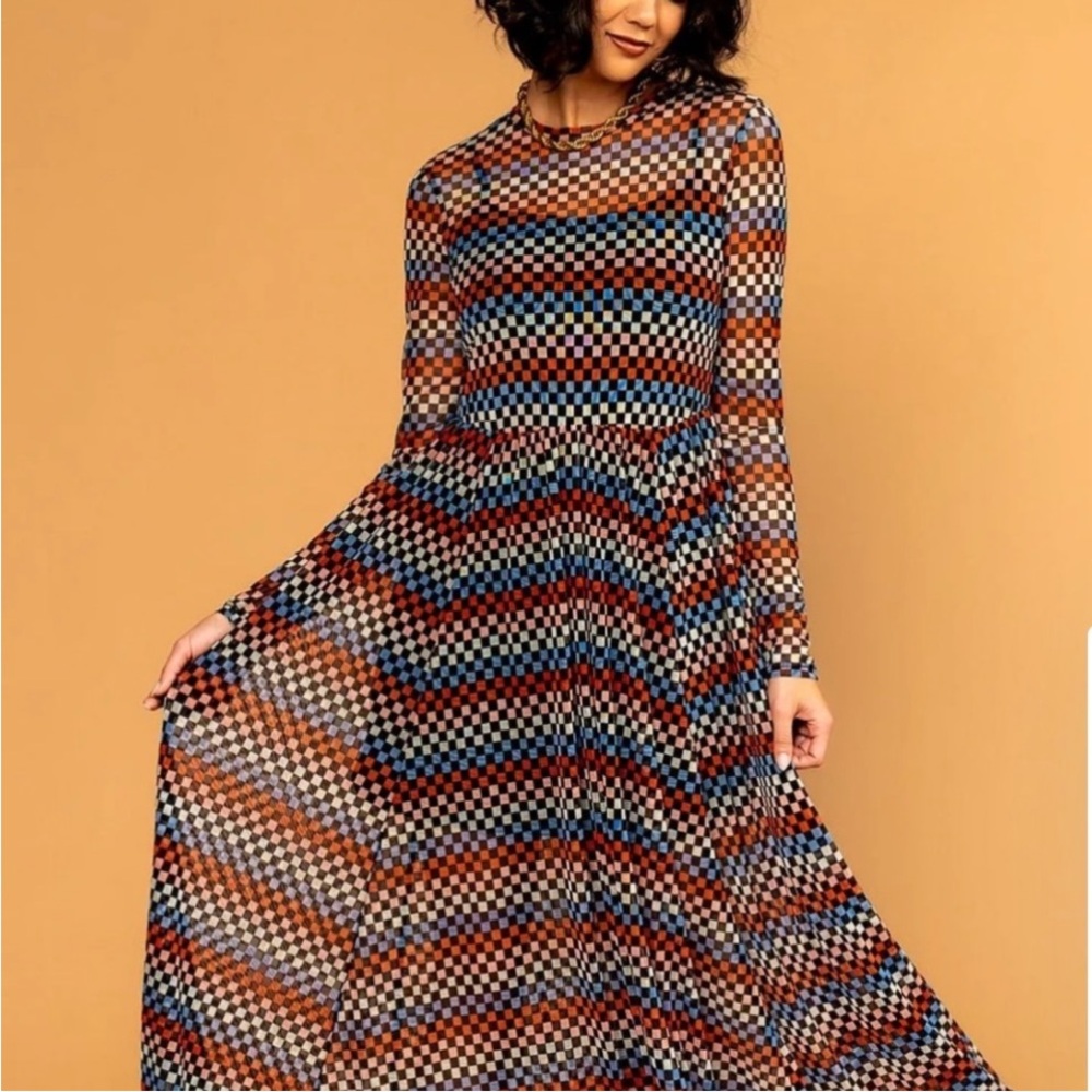🩷💙BNIB Dressed in LaLa Multicolor Geometric Pattern Maxi Dress💙🩷 - Picture 4 of 7